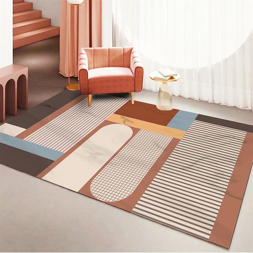 Tapis chambre enfant moderne minimaliste jaune bleu gris 60x90