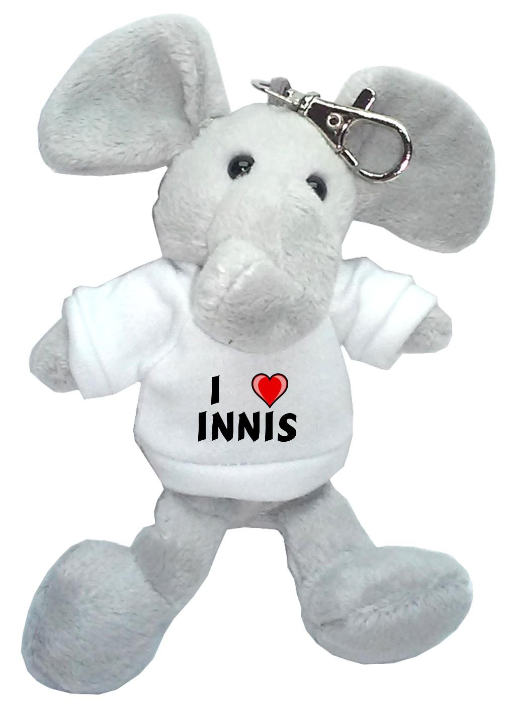 Elephant Plush Keychain with I Love Innis (first name/surname/nickname)