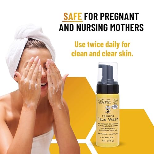 Miniatura 4 de BELLA B Jabón facial espumoso de 4 onzas – Lavado facial seguro para el embarazo – Lavado facial espumoso de árbol de té hecho con ingredientes