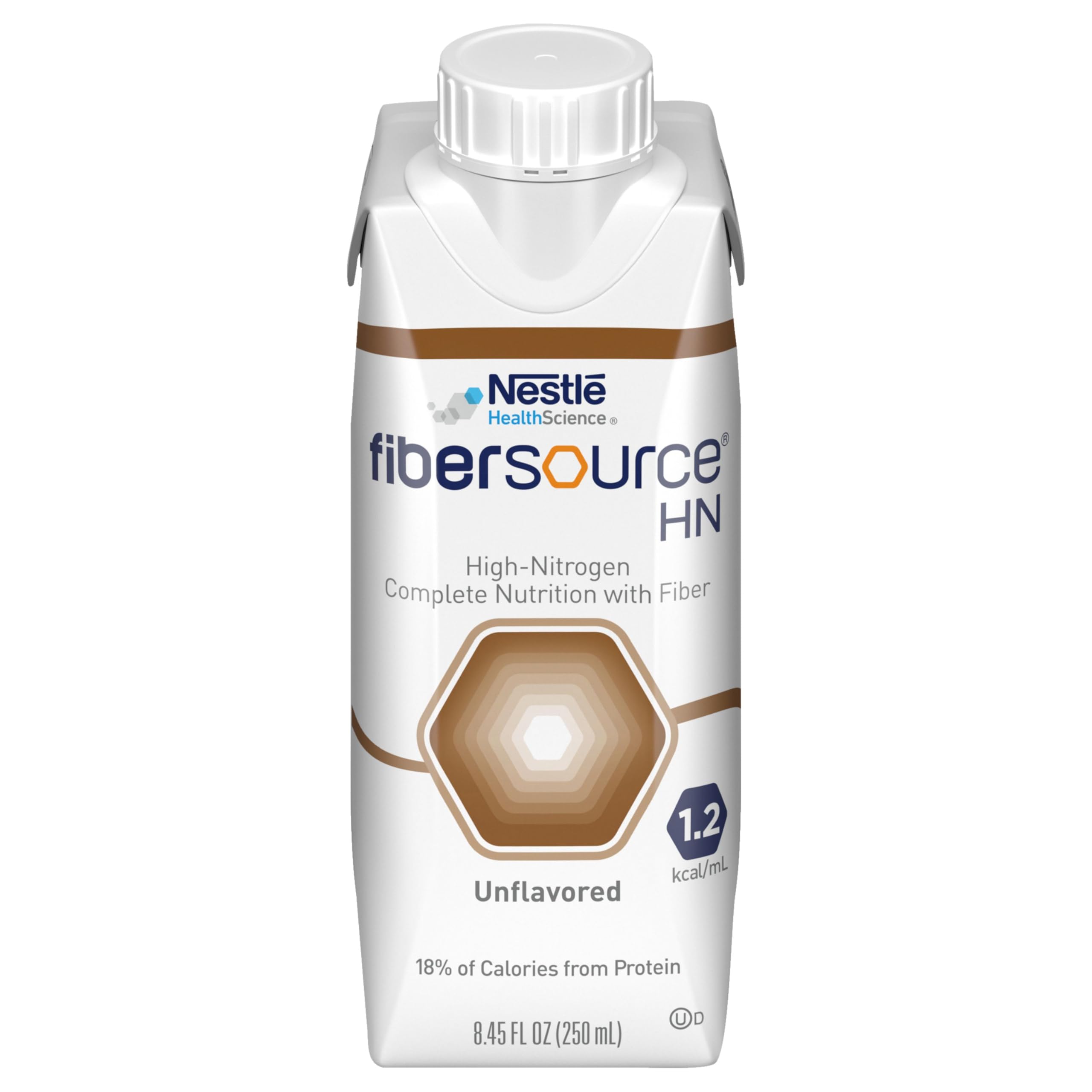 FIBERSOURCE HN, High Nitrogen Complete Nutrition with Fiber, Tube Feeding Formula (1.2 kcal/mL), Unflavored, 8.45 Fl Oz, Pack of 24