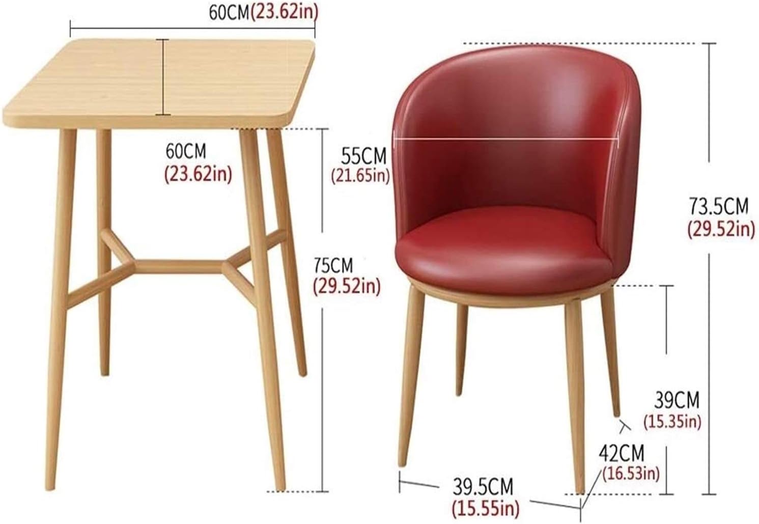 Balcony Leisure Table and Chair Set Office Business Negotiation 60cm Wooden Table Nordic Minimalist Outdoor Terrace Garden (Color : Green) (Yellow)
