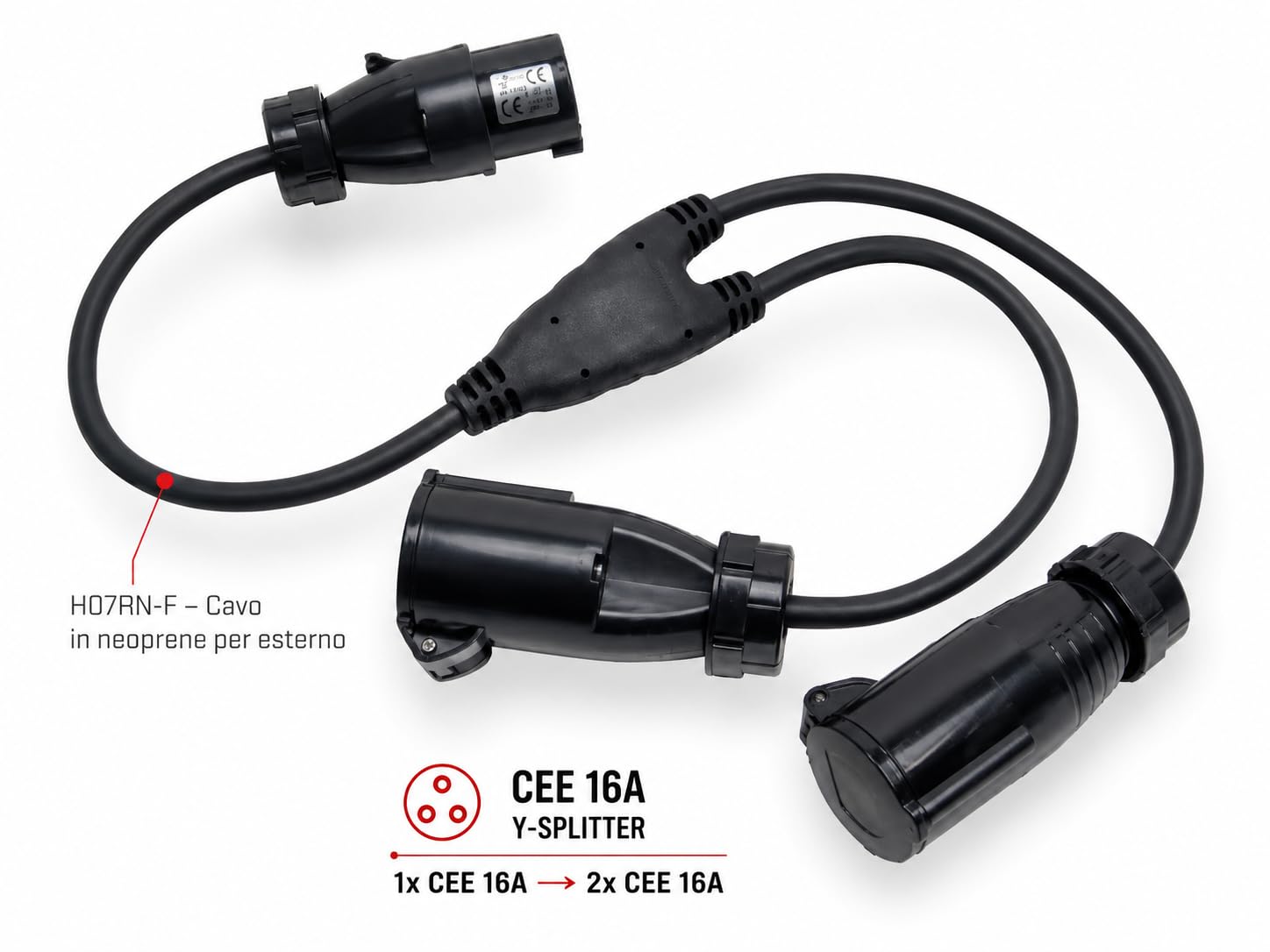 Séparateur électrique CEE 16A 3 pôles IP44 Double prise industrielle Splitter en Y 1 Mâle 2 Femelle