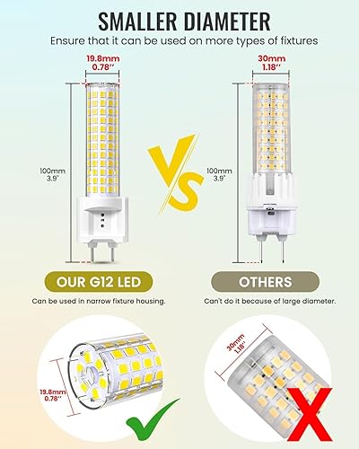 Miniatura 3 de Klarlight Bombillas LED G12 de 15 W, base G12 bi-pin base LED de maíz luz diurna 6000 K, base G12 de cerámica de 150 W, reemplazo de lámpara de