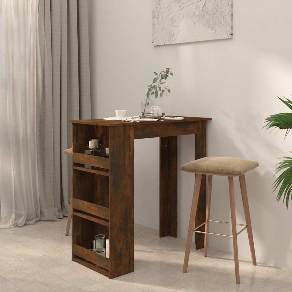 Tavolo da bar con ripiano in legno di quercia affumicato, 102 x 50 x 103,5