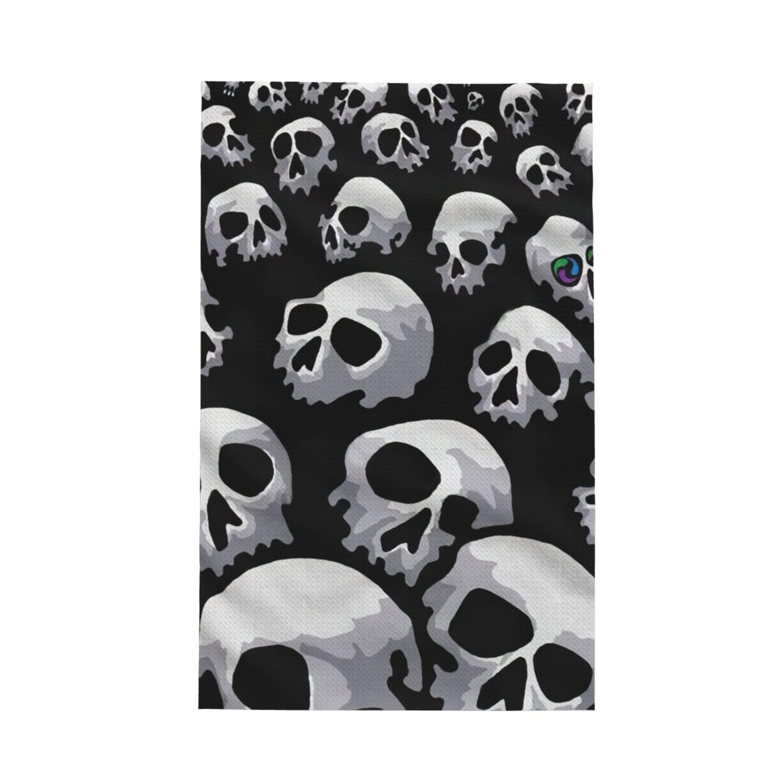 CKGODGF Skull Print Absorbent Waffle Dishcloths,Kitchen Towels With Hanging Loops,Tea Towels.