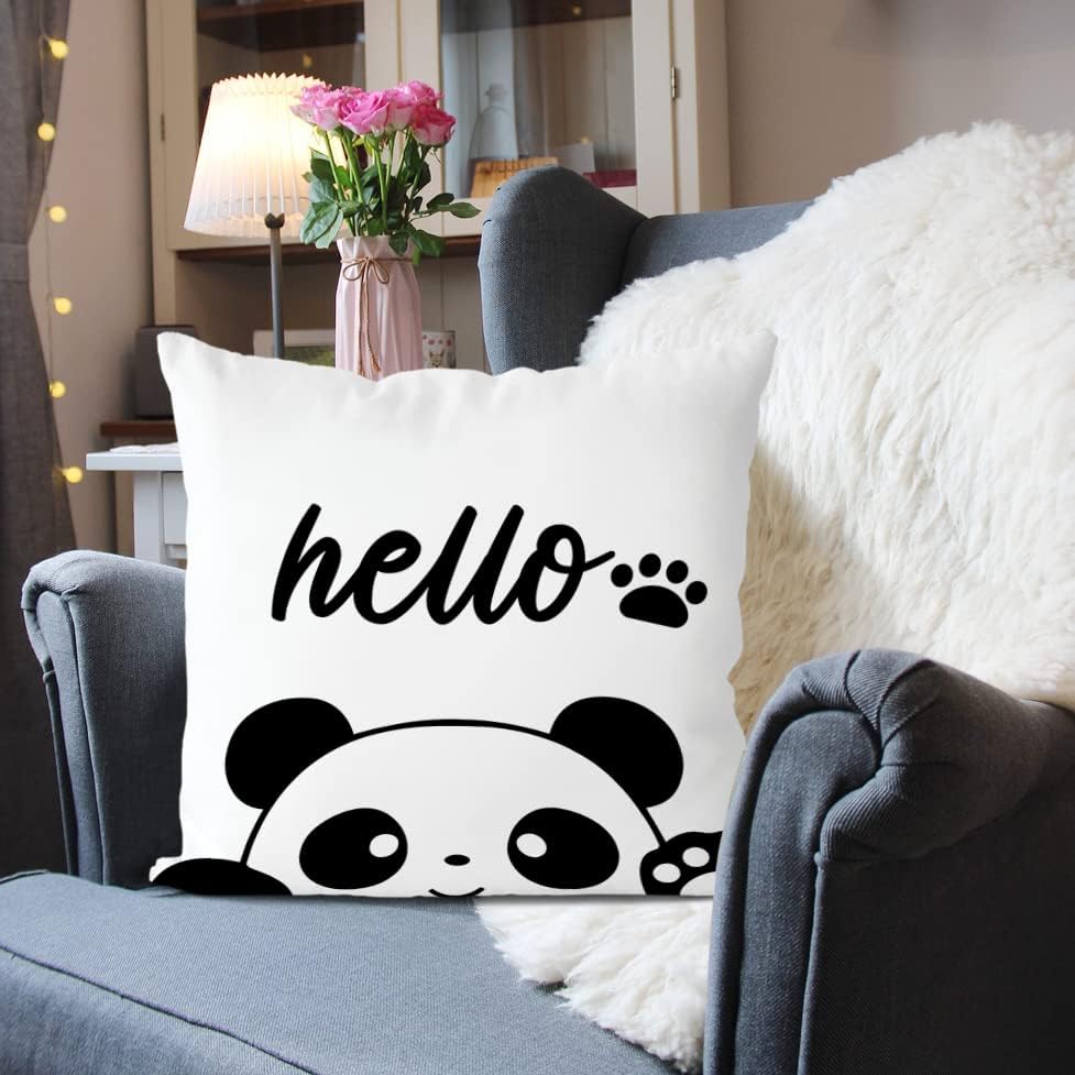 Miniatura 2 de Panda Hello Paw - Fundas de almohada para el hogar, dormitorio, sala de estar, habitación de niños, decoración de habitación de niñas, bonita funda