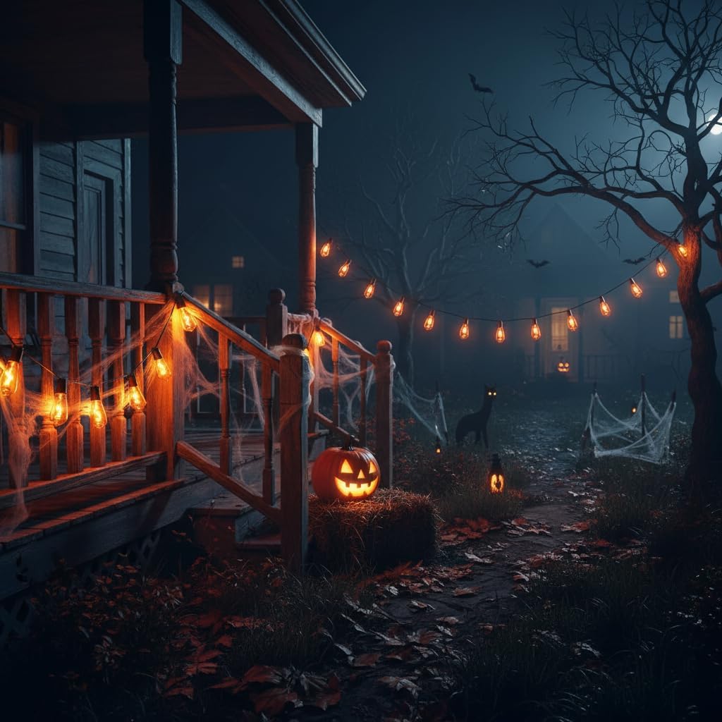 Flickering Orange Lights Bulbs, Halloween Flicker Flame Light Bulbs, ST40 Bulb Dances with a Flickering Orange Glow, Edison Bulbs for Outdoor, Halloween, 1 Watt E17 Intermediate Base- 10 Pack