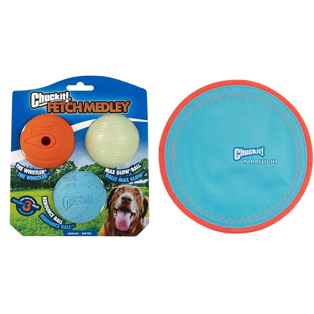 Chuckit Fetch Medley Dog Ball Dog Toys Medium 2 5 Inch Pack of 3 for Medium Breeds Paraflight