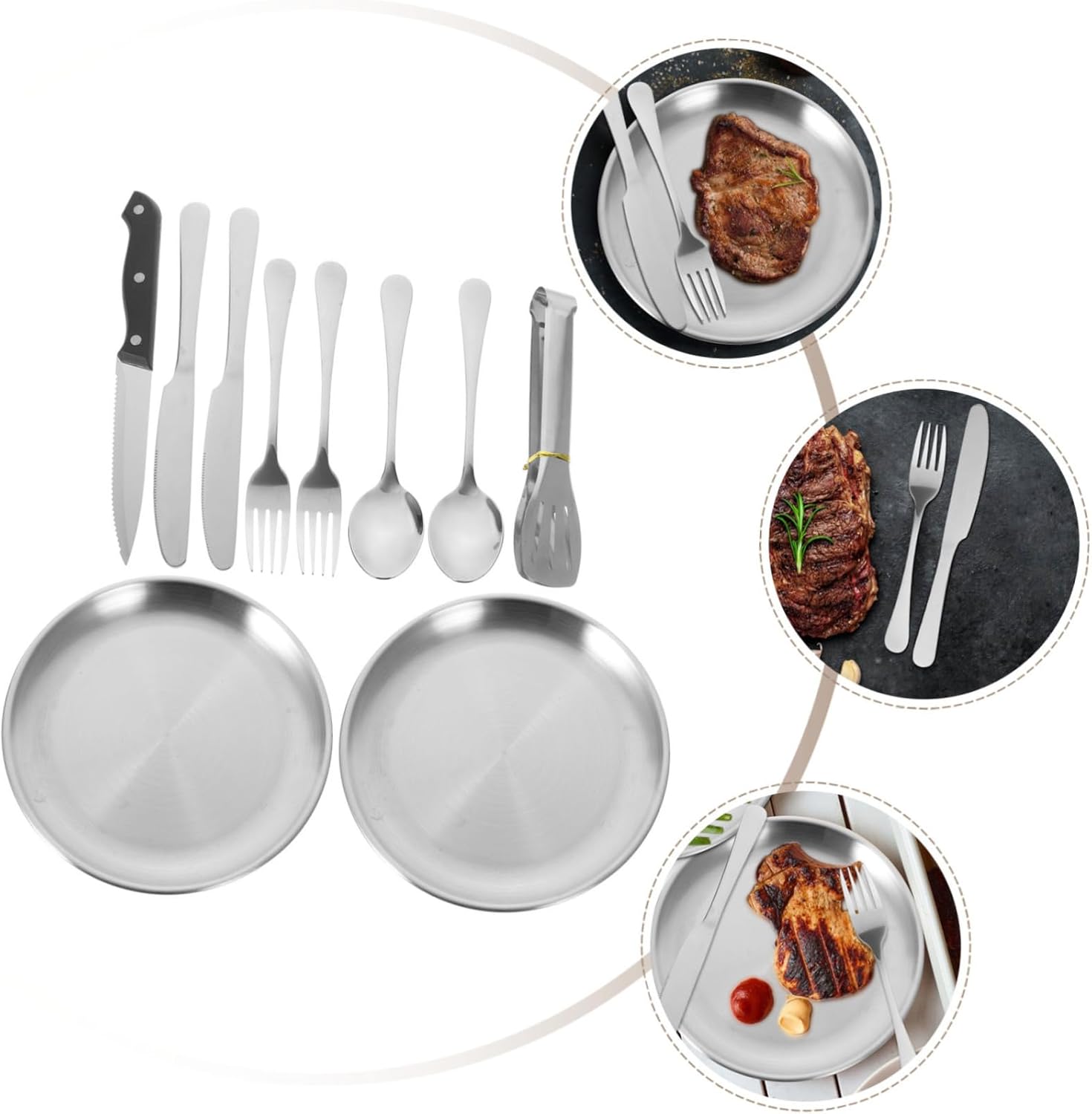 Stainless Steel Portable Cutlery Camping Utensils Travel Tableware Reusable Camping Tableware Picnic Bbq Accessory