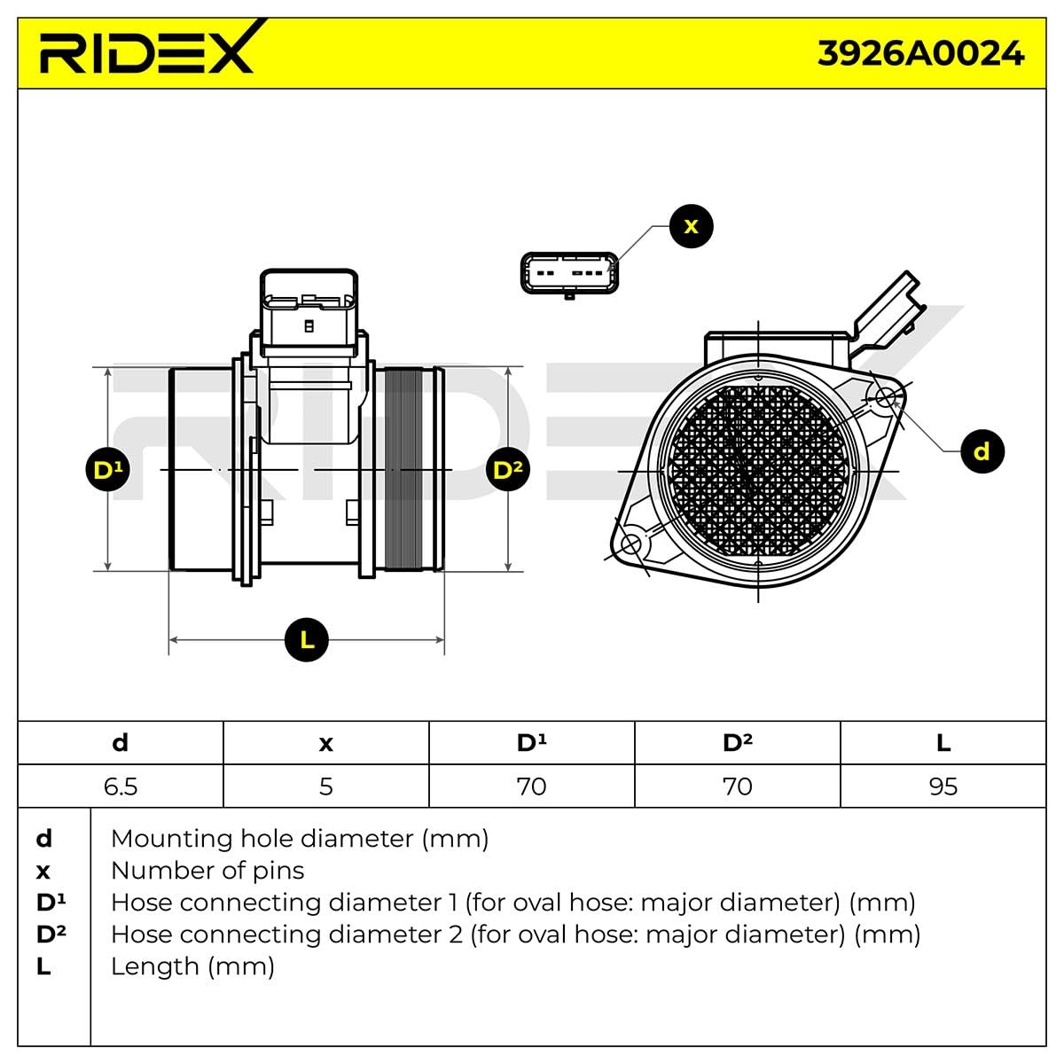 RIDEX 3926A0024 Débitmètre d'air Compatible avec PEUGEOT 307 3/5 portes 3A/C