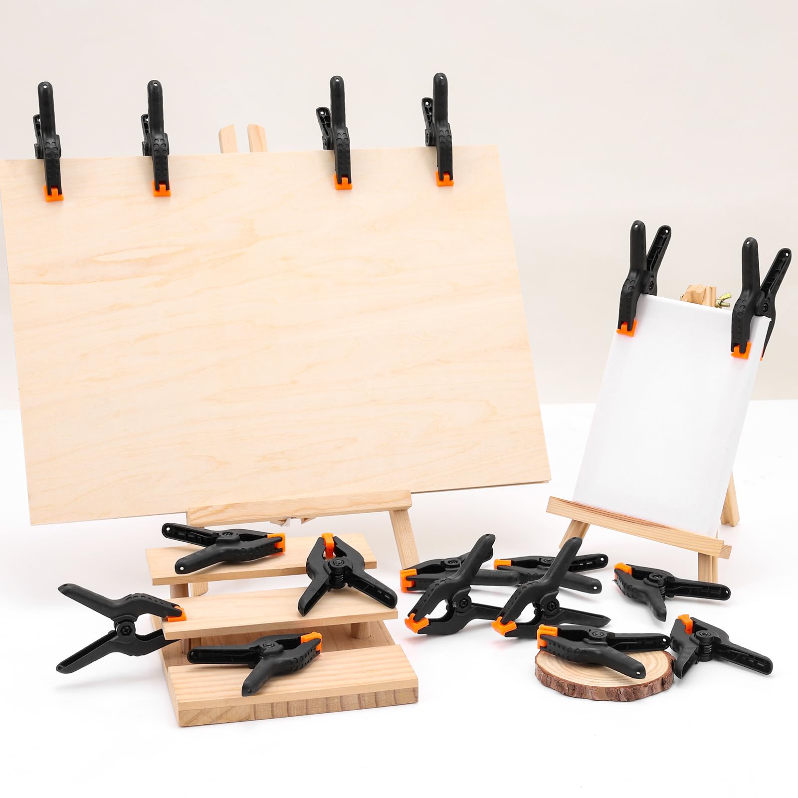 24 Pack 3.5 inch Plastic Spring Clamps, Black Heavy Duty Clips, Backdrop Clips, Plastic Clamps for Crafts, Backdrop Stand, Woodworking, Photography