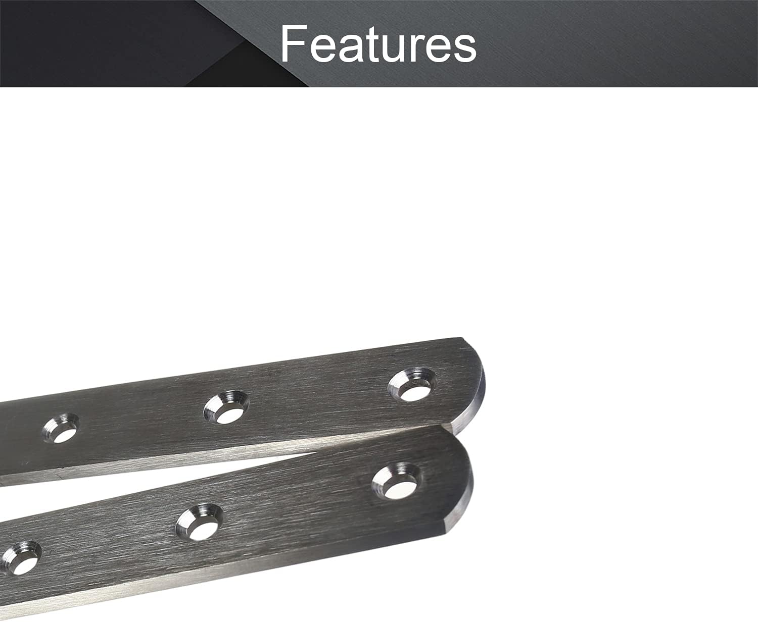 MroMax 2Pcs Stainless Steel Flat Straight Brace 11.81" x 0.98" Brushed Metal Mending Joining Plates Connector Repair Bracket with Screws for Wood, Board, Furniture & Shelves 8 Holes Silver