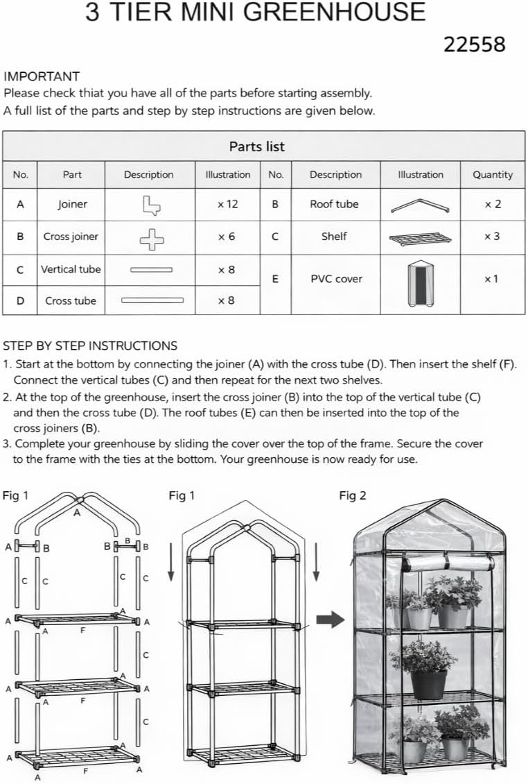 HSD Mini Greenhouse With Weatherproof PVC Plastic Cover Small Plant Grow House Indoor Outdoor Garden Roll Up Zip Panel Easy No Tool Assembly (3 Tier (126 x 39 x 59cm))