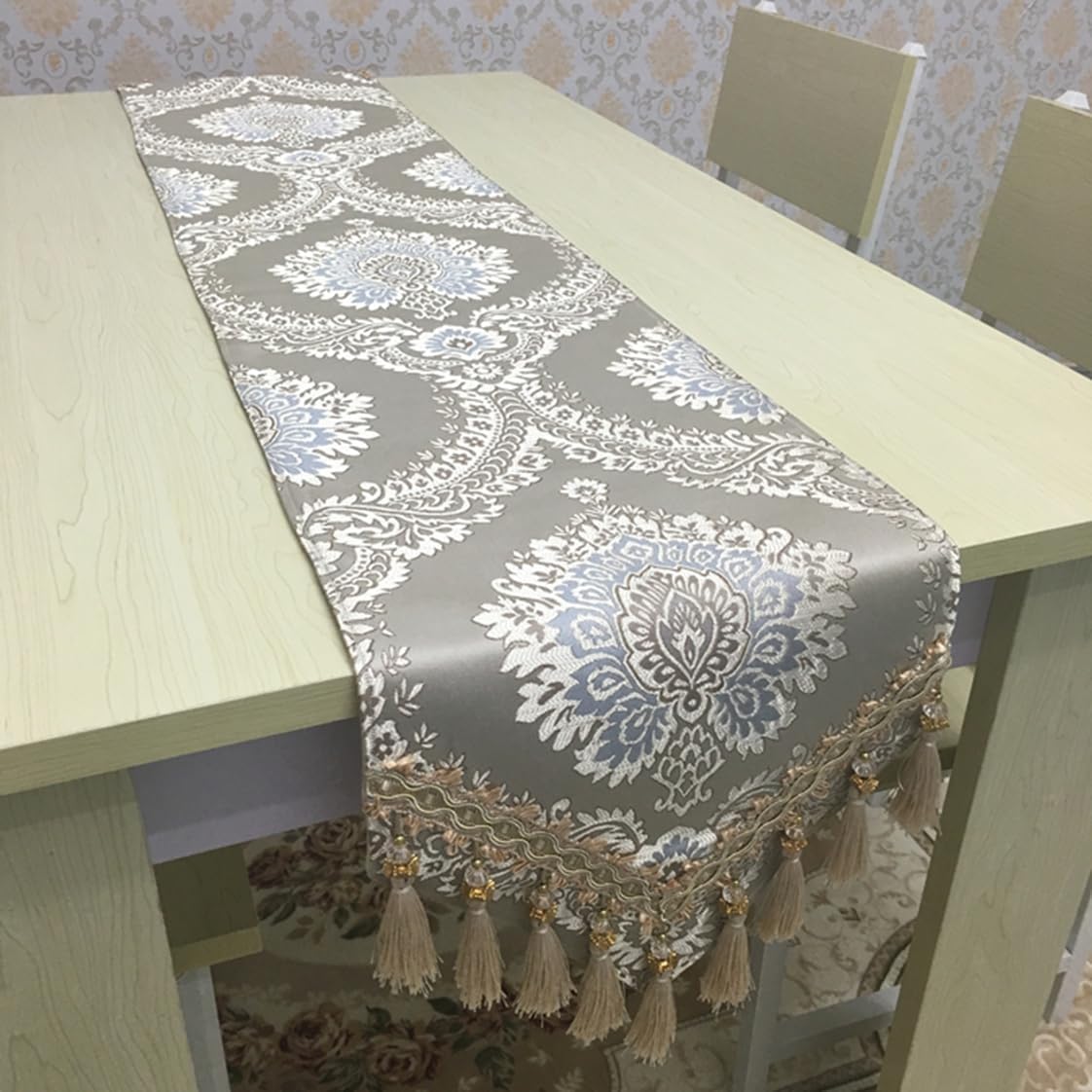 テーブルランナー おしゃれ 北欧 フリンジ 花柄刺繍 テーブルらんなー