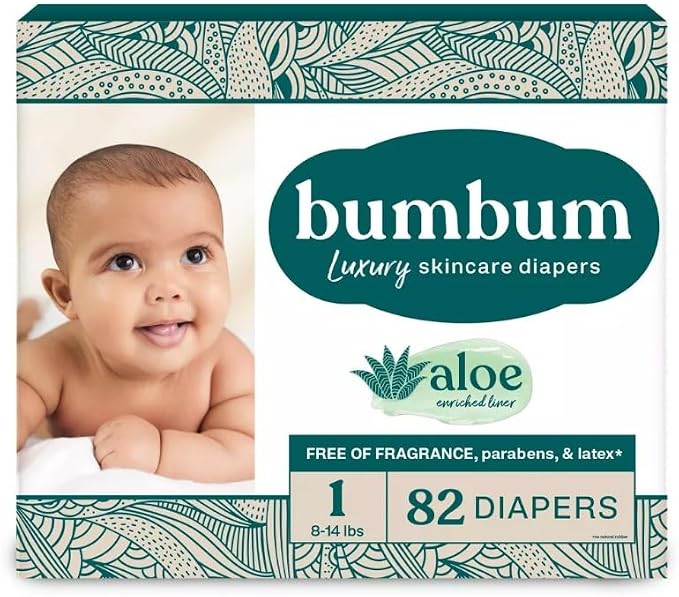 Bum-Bum Luxury Diapers, Size 1, 82 Count, Fragrance-Free