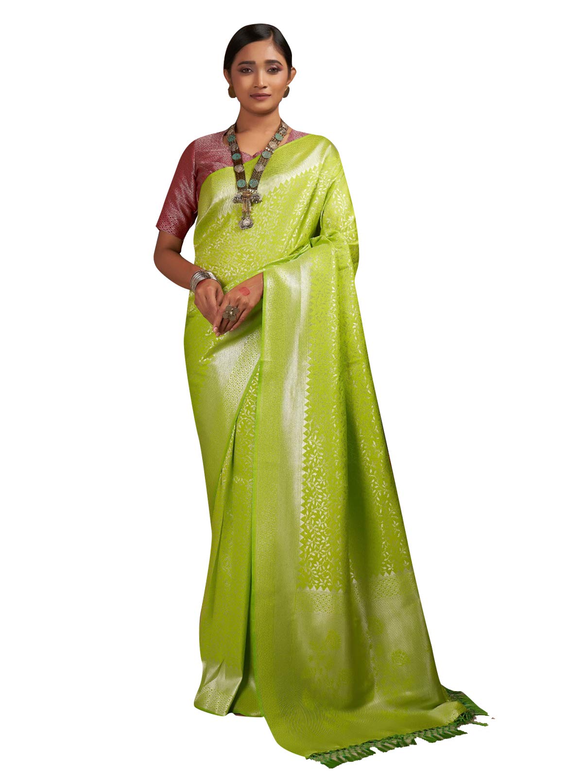 HAOKSarees for Women Banarasi Raw Silk Woven Sari | Indian Ethnic Kanjivaram Wedding Gift Saree & Unstitched Blouse