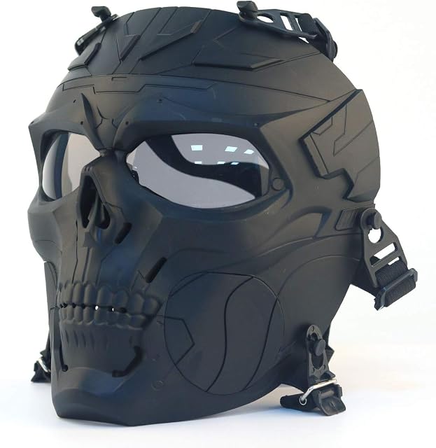 WISEONUS Airsoft Tactical Skull Mask Protective Gear Full Face Smoked Lens Mask for Hunting Paintball CS Wargame Halloween