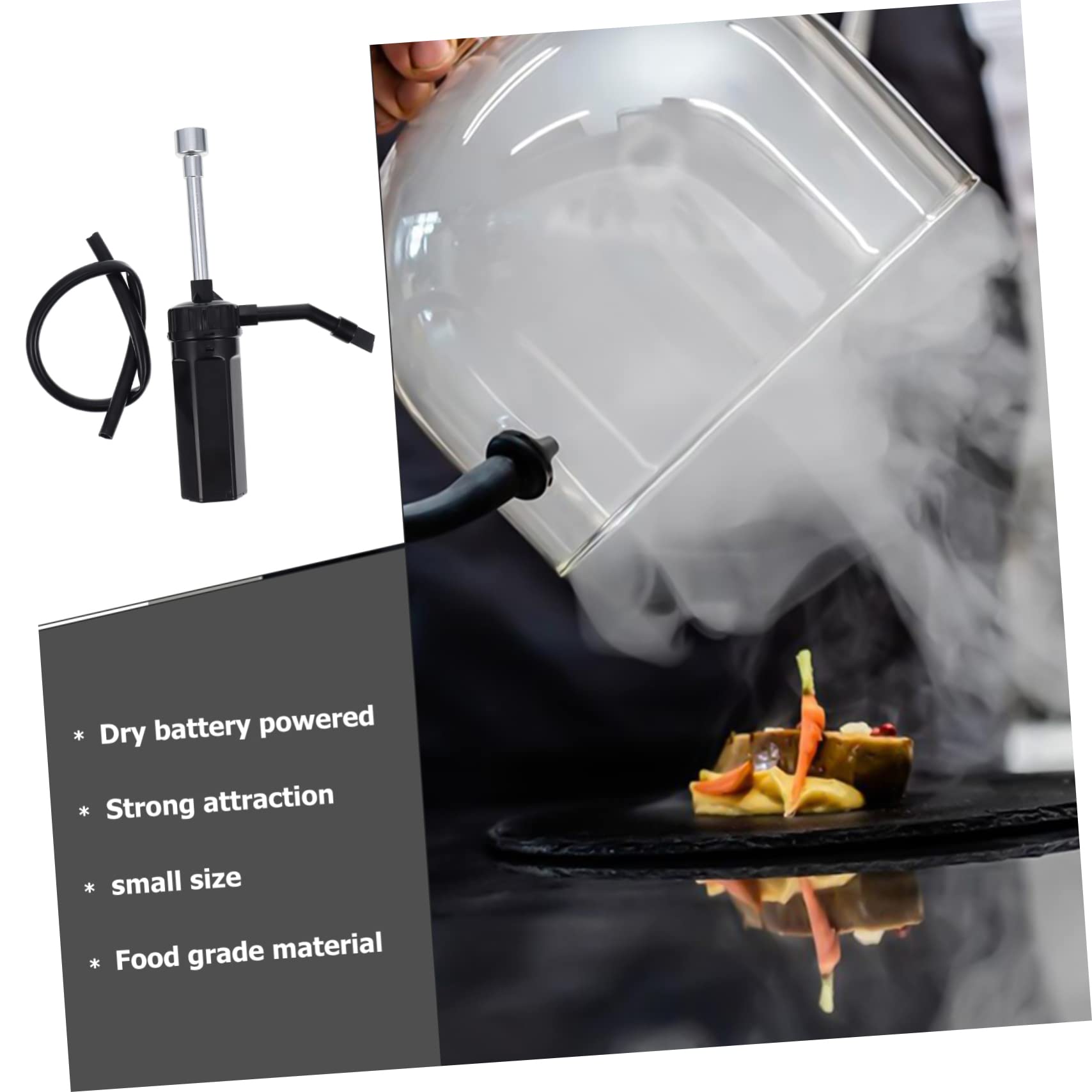 Plastica e Acciaio Inox Affumicatore Portatile, Riutilizzabile, Leggero, Versione a Batteria Secca, per Alimenti, per Cucina e Casa