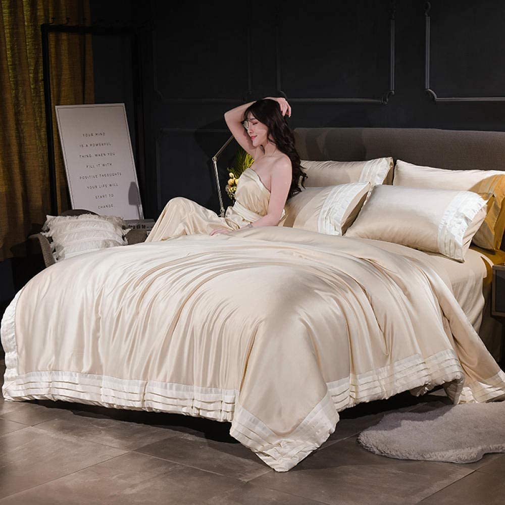 Amazon.co.jp: ベッドシーツ4点セット ダブルサテンシルク寝具  