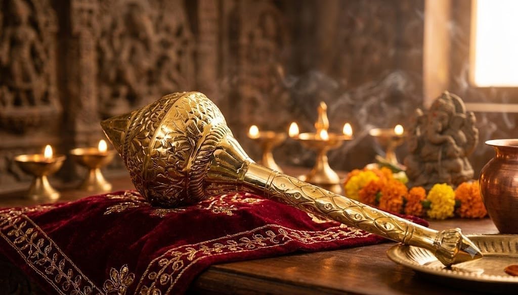Pure Brass Hanuman Ji Gada Sotta Bajrangbali Mace for Home, Temple, Pooja Room & Office Décor, Religious Gift, Showpiece - Pack of 1 (9 Inches Approx.)