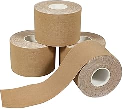 4 Rolls Kinesiology Tape Elastic Bandage for Knee Muscle Pain, Elbow, Back, Muscle Support, Recovery, Breathable Therapeutic Elastic Tape, 5 cm x 5 m (Colour)
