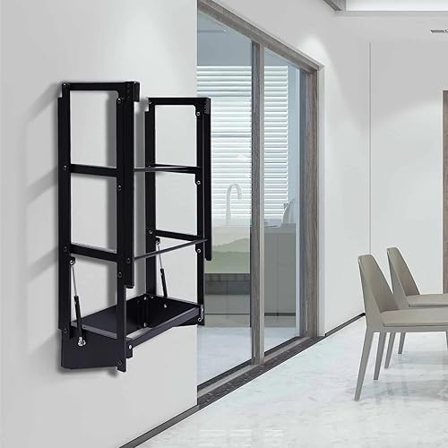 Miniatura 7 de PAREKS Escritorio convertible plegable montado en la pared, estante de almacenamiento de escritorio de pared flotante multifunción para oficina en