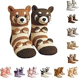 Chaussettes animaux tricotées en 3D, chaussettes animaux crochetées à la main, coton do...