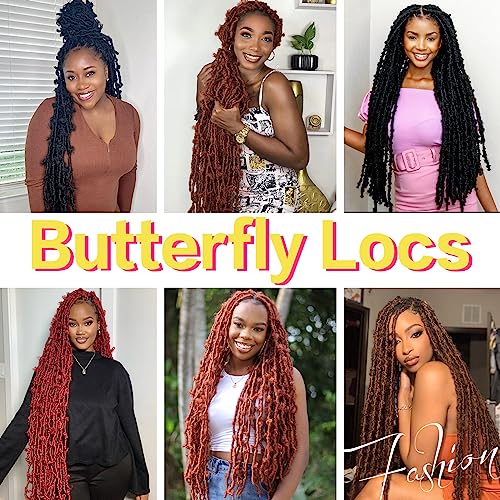 Butterfly Locs Crochet Hair 24 Inch, Butterfly Crochet Hair Locs 6 Packs, Long Distressed Locscrochet Hair For Black Women Pre-Looped Synthetic Hair Extensions (24Inch(Pack Of 6), 350)… #TOP3