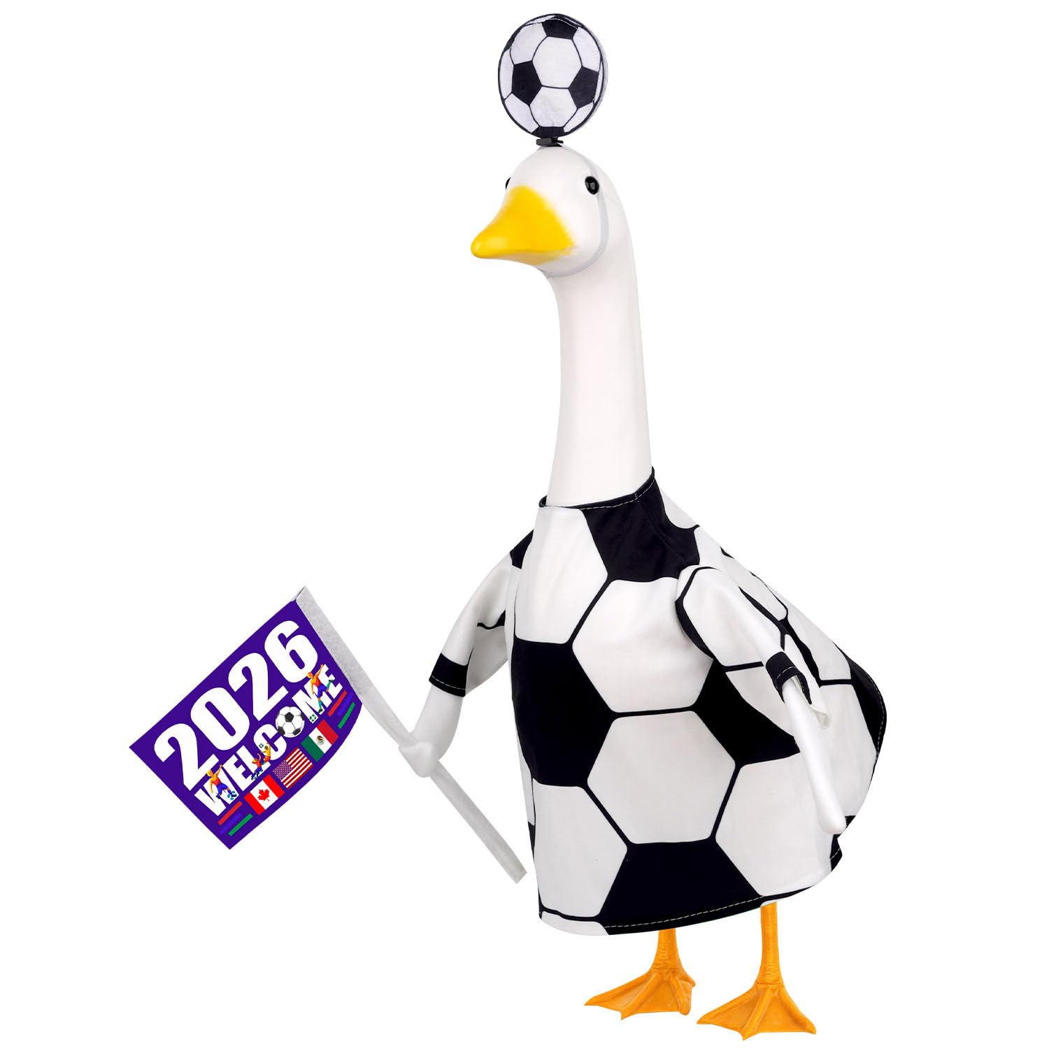 Tenue d'oie de porche de football 2026 vêtement statue de jardin 58 cm