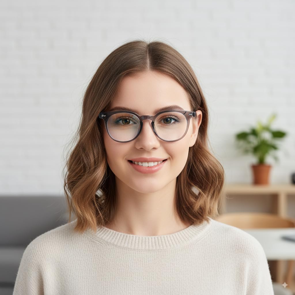 Computer Glasses for Women Men, Anti Eyestrain, Round Blue Light Glasses for TV Gaming Phone Reading, Clear Frame - Image 3