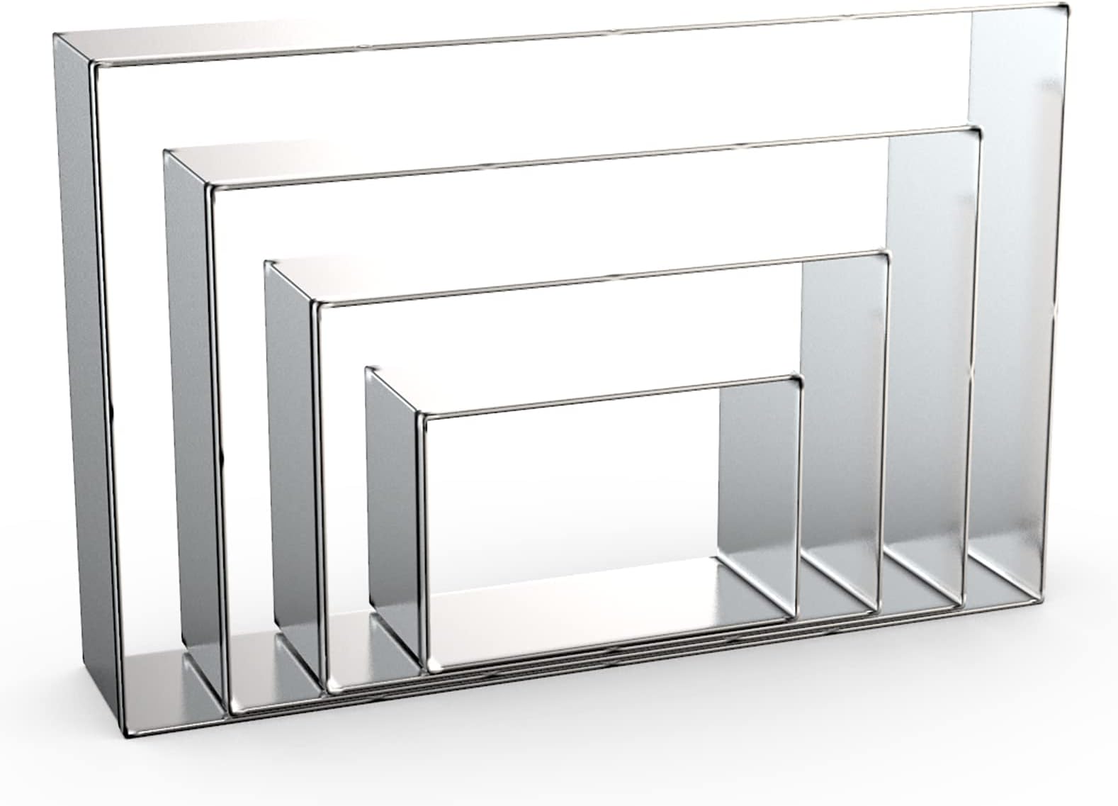 Rectangle Cookie Cutter Set Large - 5 Inch, 4 Inch, 3 Inch, 2 Inch - Geometric Frame Plaque Cookie Cutters Shapes Biscuit Molds - Stainless Steel