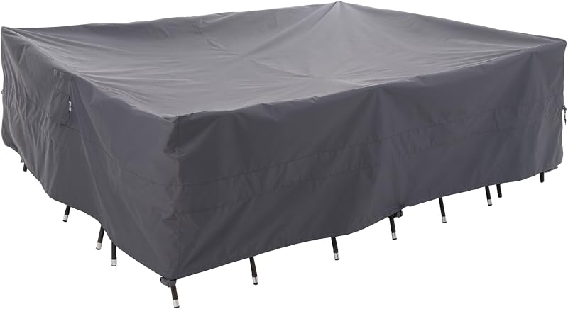 WJ-X3 Extra Large Waterproof Patio Furniture Set Cover, 180x96x36, Grey | Heavy duty Anti-UV, Anti-fading Cover Protects Outdoor Table and Lawn Sectional Sets from Rain, High Wind, Dust, and Dirt