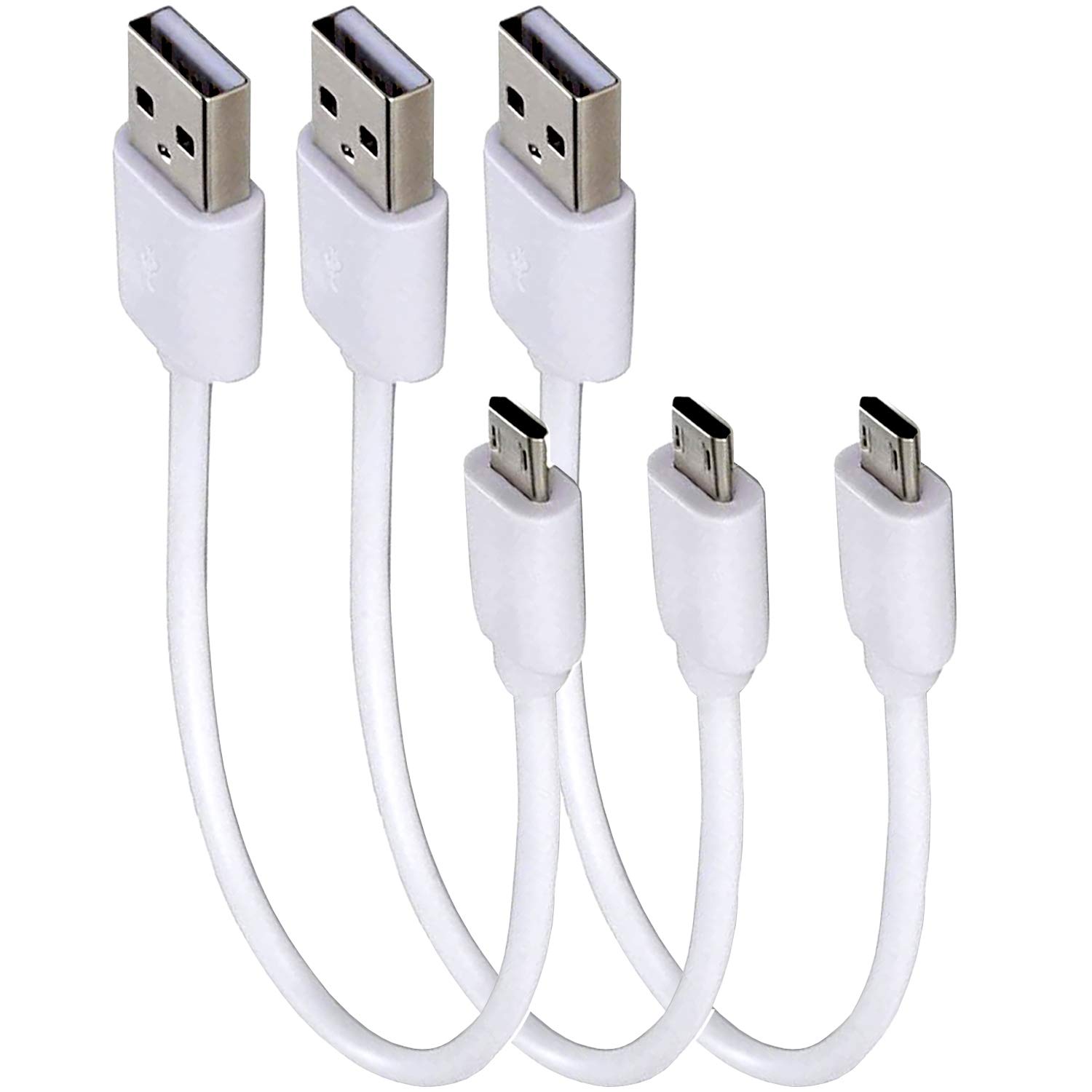 Hercules Tuff Hercules Tuff Micro USB Cables - [3 Pack] - Short Charger Cords for Samsung, Kindle, Android Smartphones, Galaxy S6 Edge, Moto, PS4 (White) (12-inch-White)