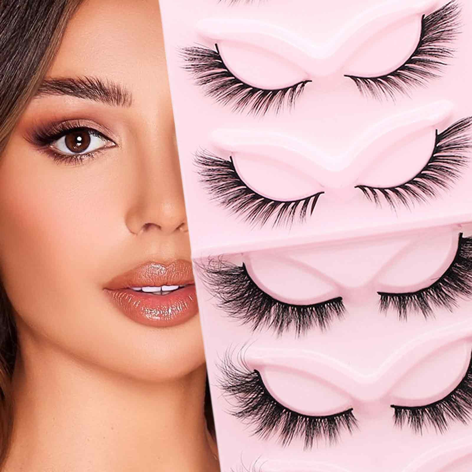 10 Pairs Eye Lashes for Women, Cat Eye False Eyelashes, Lashes, Synthetic Fiber, Party and Wedding Ready (8-15mm Length, Black)-picture-19