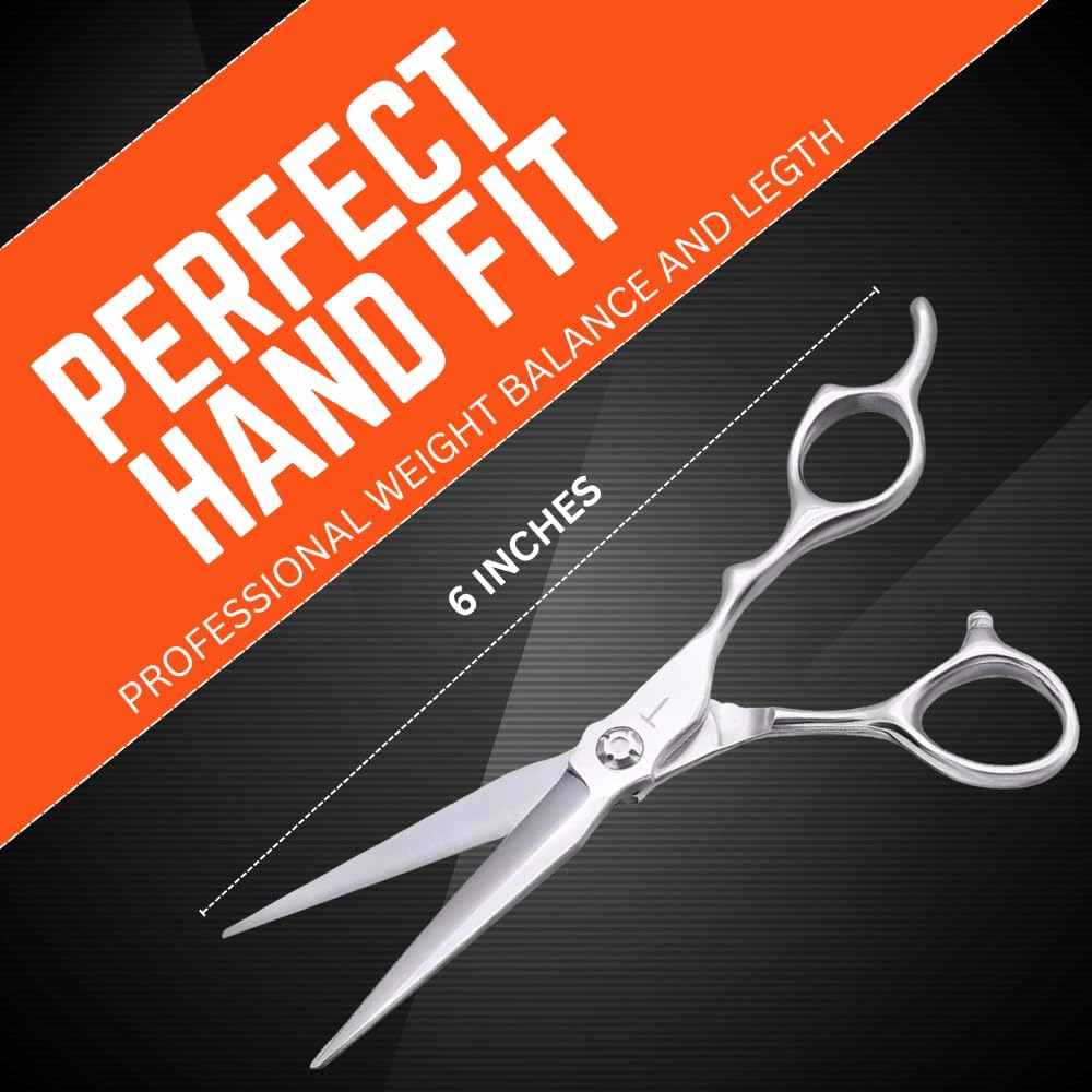 6-Inch Professional Hair Cutting Scissors with Ultra Sharp Blades, Premium Quality Stainless Steel Hair Scissors for Precise and Effortless Trimming, Ideal Barber Scissors for Home & Salon Use