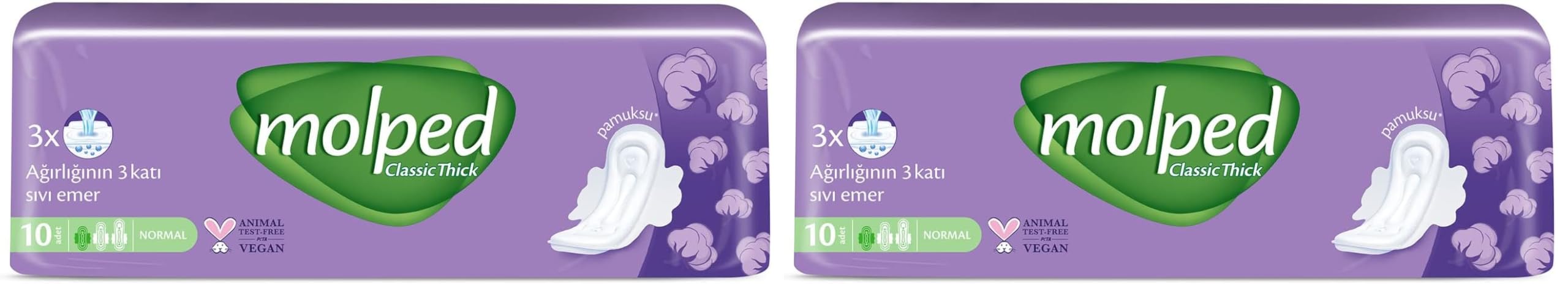 Molped Kalın Hijyenik Ped Normal Tekli 10 Adet (2 paketi)