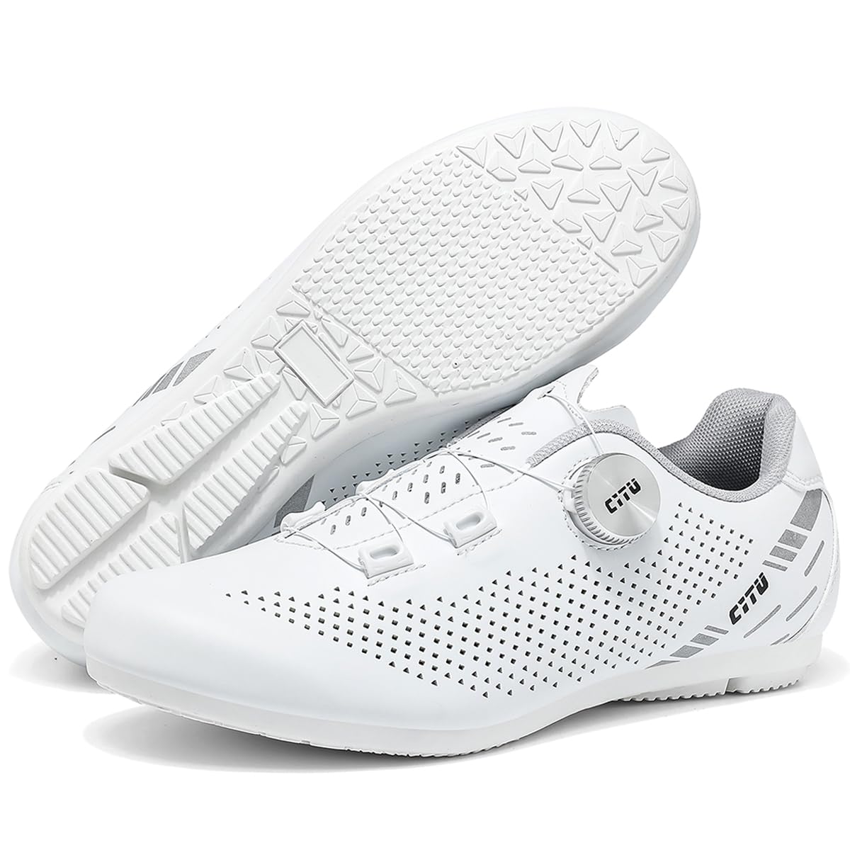 Scarpe Ciclismo Senza Attacchi Uomo, Antiscivolo Scarpe da Strada e Mountain Bike Nessun Tacchetto con Sistema di Lacci A Rotazione Rapida