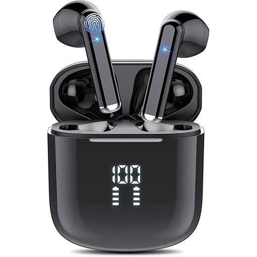 Come regolare il volume degli auricolari bluetooth? Cuffie Bluetooth 5.3, Auricolari Bluetooth con 4 Mic, Cuffie Wireless In Ear HiFi Stereo, Ricarica Rápida USB-C, Cuffie Senza Fili IPX7 Impermeabile Cuffiette Bluetooth Controllo Touch, Display LED