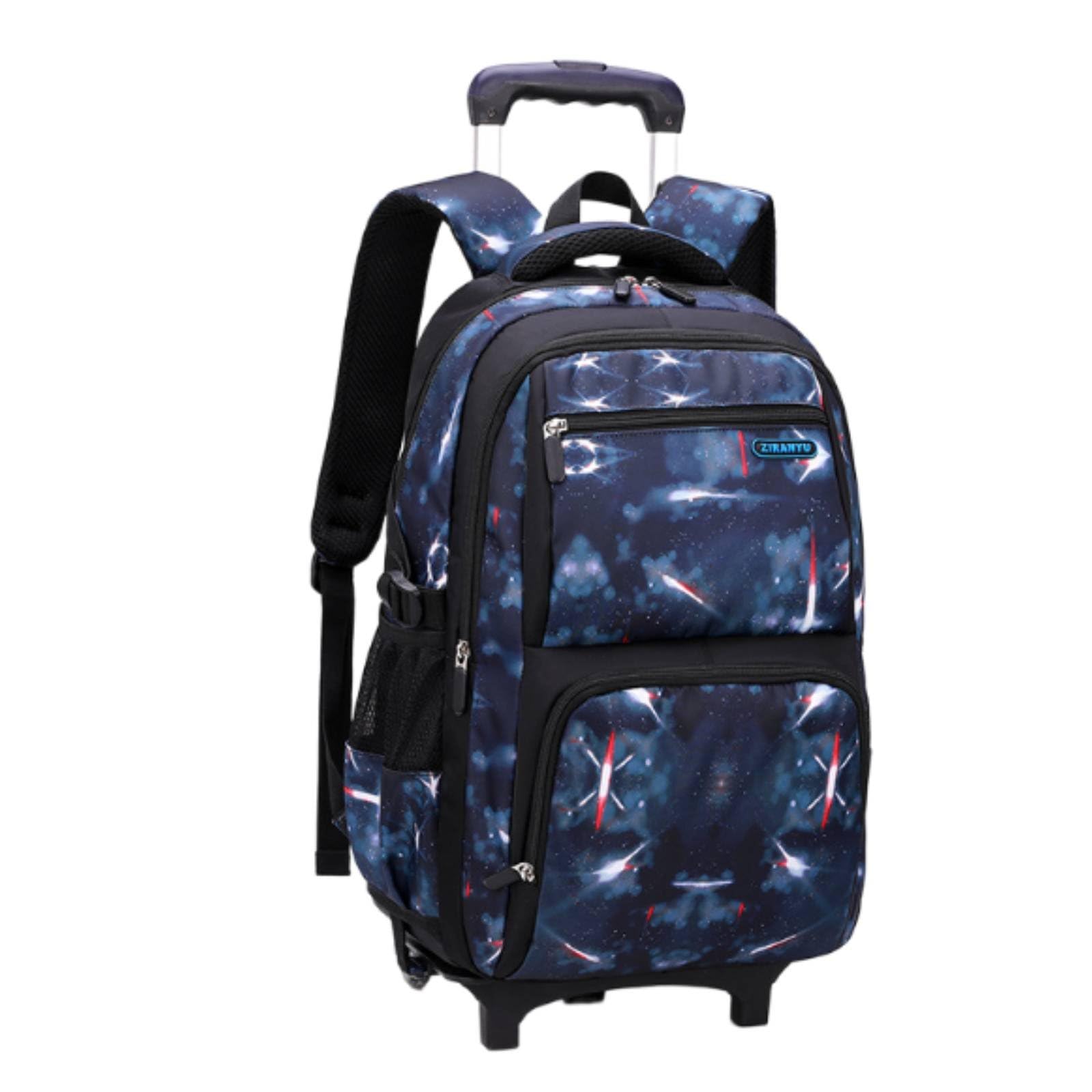 Mochila Escolar con Carrito Trolley Estudiantil Maleta Escolar Bolso con Ruedas de Ruedas para Escaleras y Superficies Irregulares Gran, Azul Oscuro, size to 13