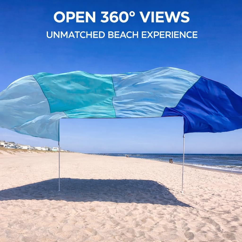 MillionShades® Beach Shade Canopy – Cozy 8 ft x 8 ft Wind-Propelled® Sun Shade for Beach with UPF 50+, 360° Views, Quiet & Lightweight Design, Easy Setup Tent - Windproof Beach Shelter