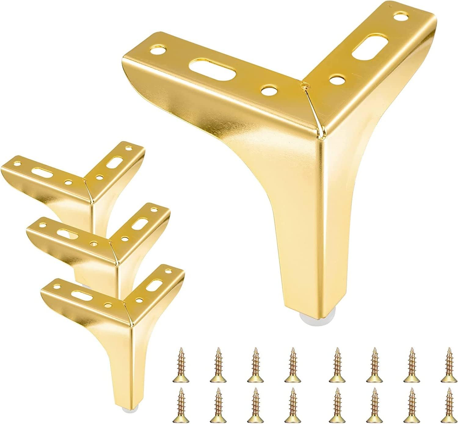 OAKZA Triangle Metal Gold Furniture Legs 4 Inches Modern