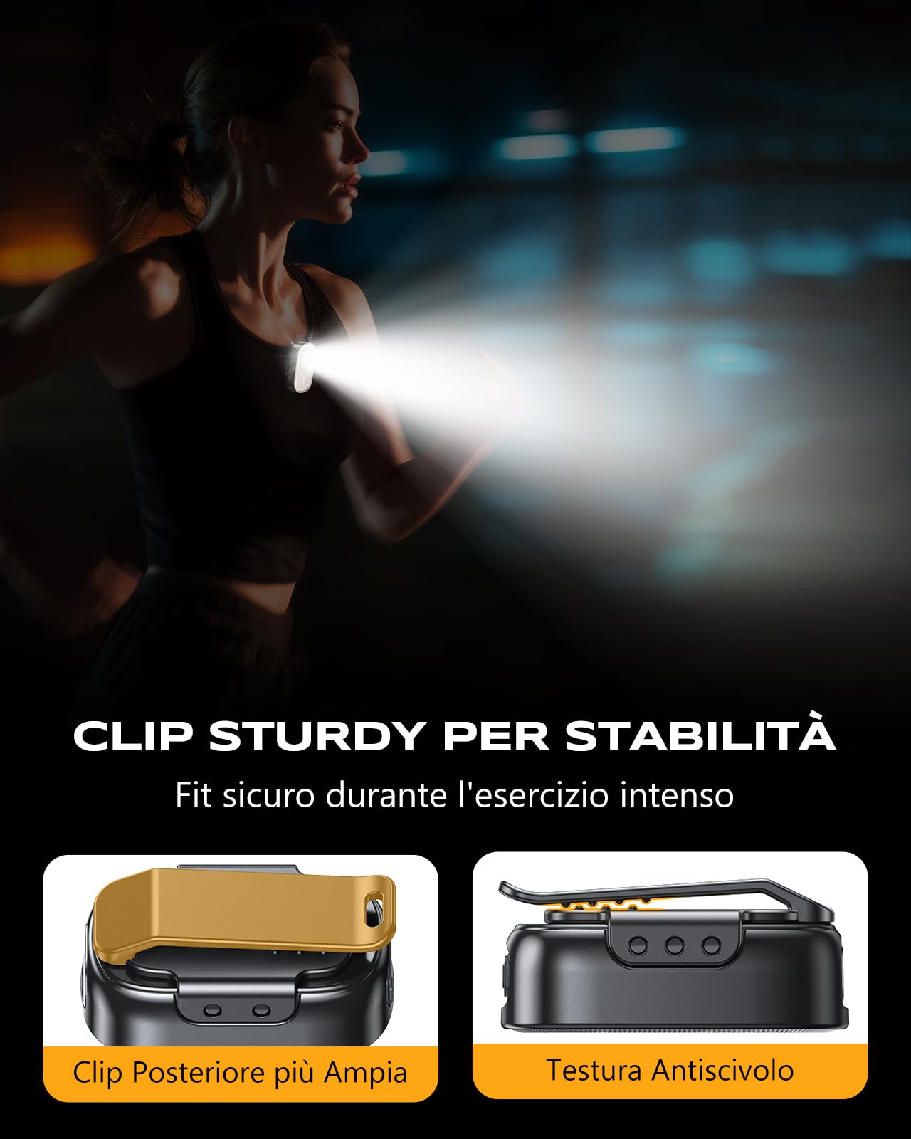 CIRYCASE Mini Torcia LED Ricaricabile Clip, 10 Moda Torcia Spot/Diffusse, IP65 Impermeabile Piccola Torcia per Bambini Pile Portatile, Luce Corsa Running Flashlight X30 Bar Pesca/Campeggio/Emergenza