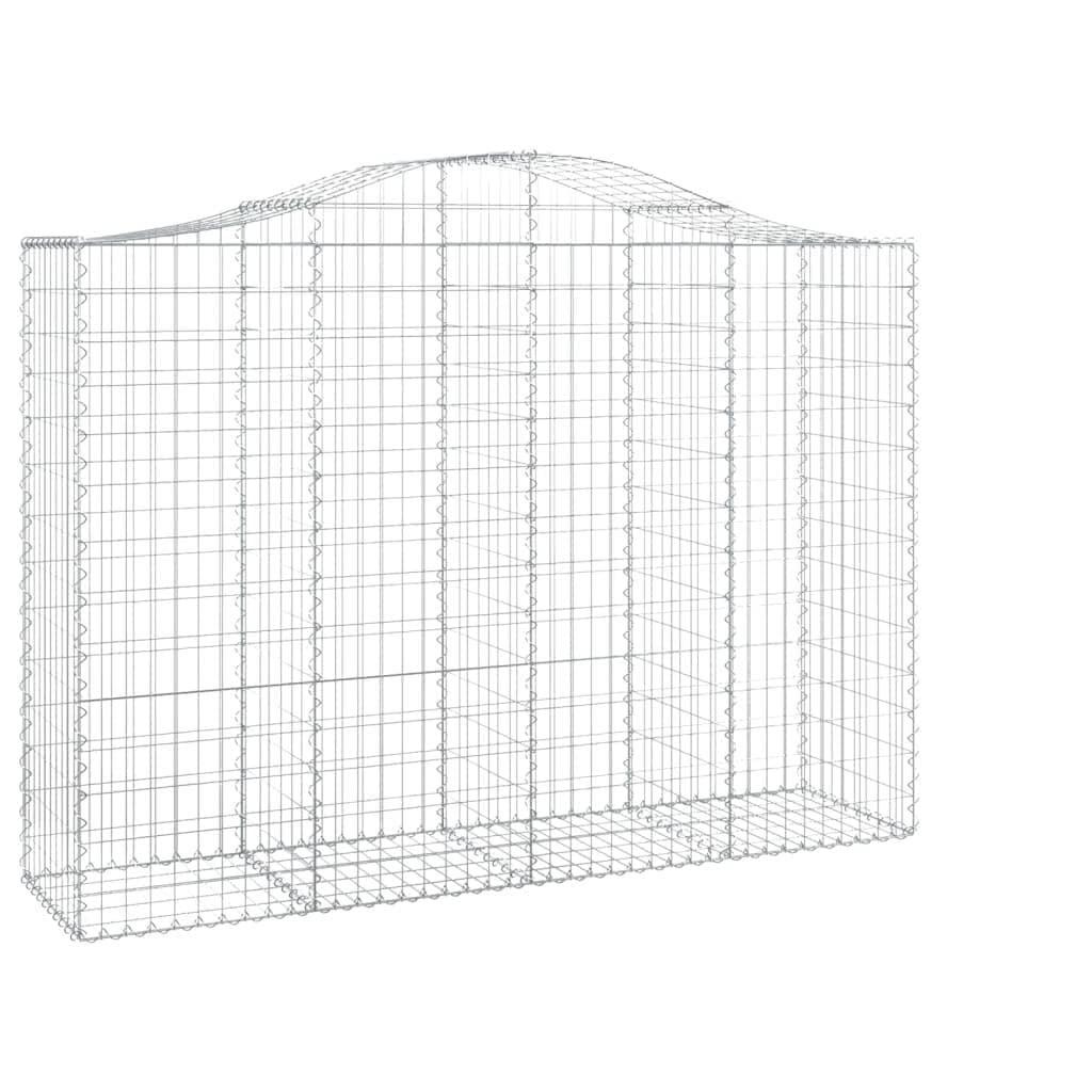 Gaviones de arco alto, juego de 15 unidades, 200 x 50 x 140/160 cm, hierro plateado | Barrera de jardín de hierro galvanizado resistente para patio delantero y patio trasero con construcción estable.