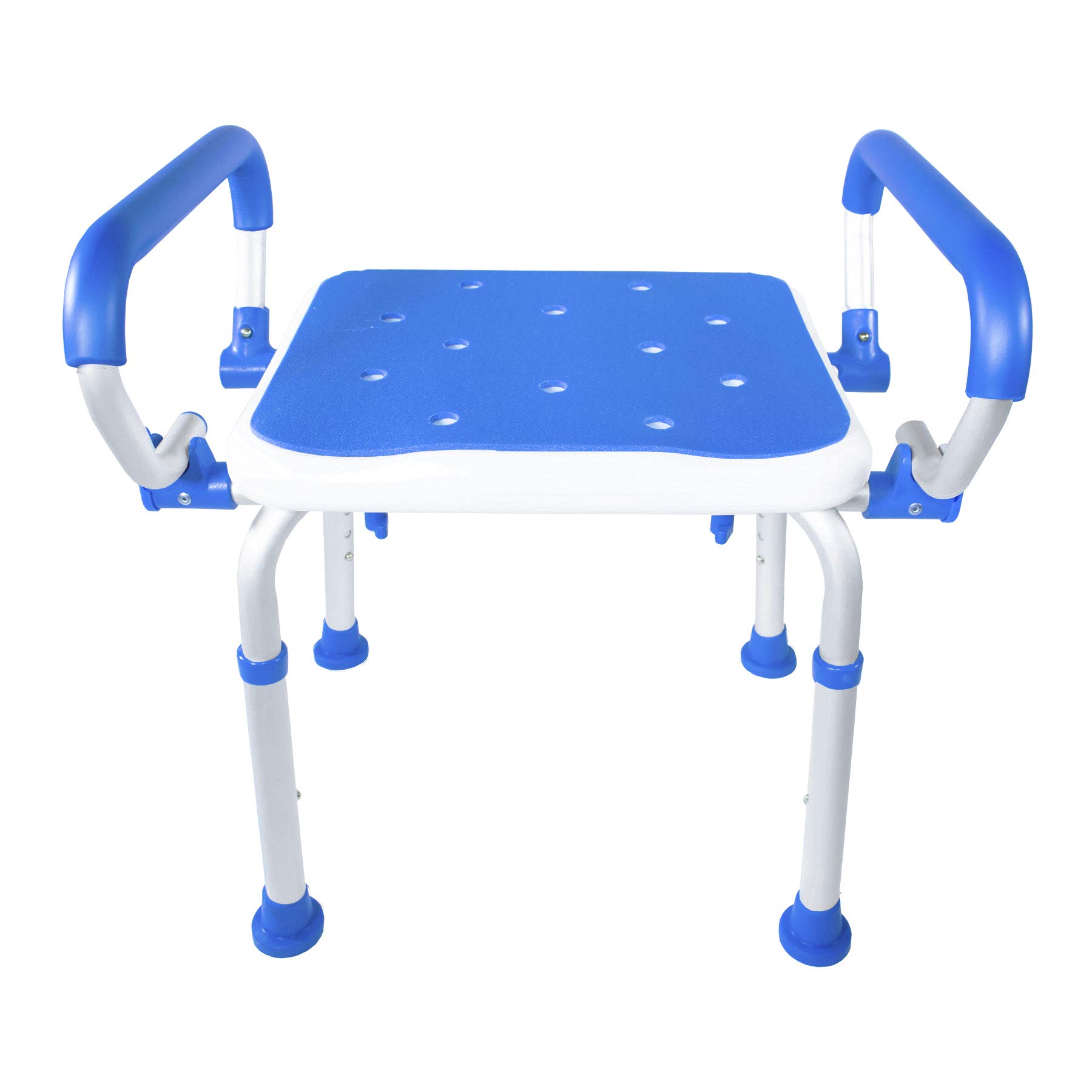 PCP Banco de baño para ducha, asiento de seguridad, brazos oscilantes, altura ajustable, taburete médico para personas mayores, color azul