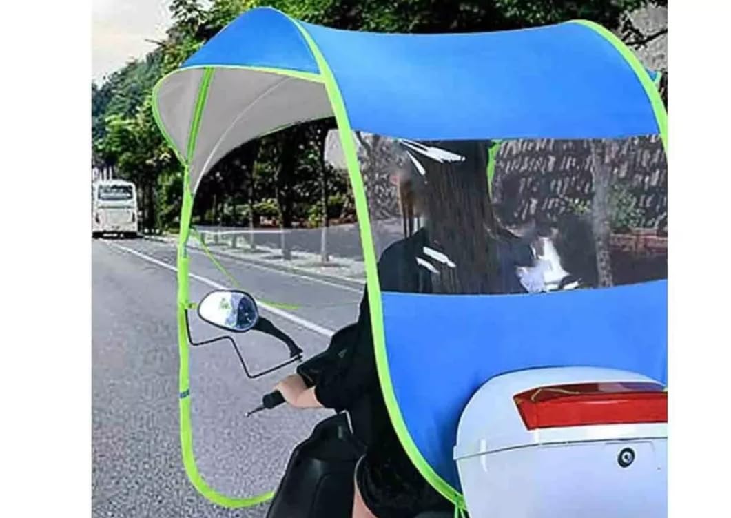 Copertura Antipioggia per Moto, Scooter e Bici, Cappotta Parasole Impermeabile, Ombrello per Scooter Ripara da Pioggia e Sole