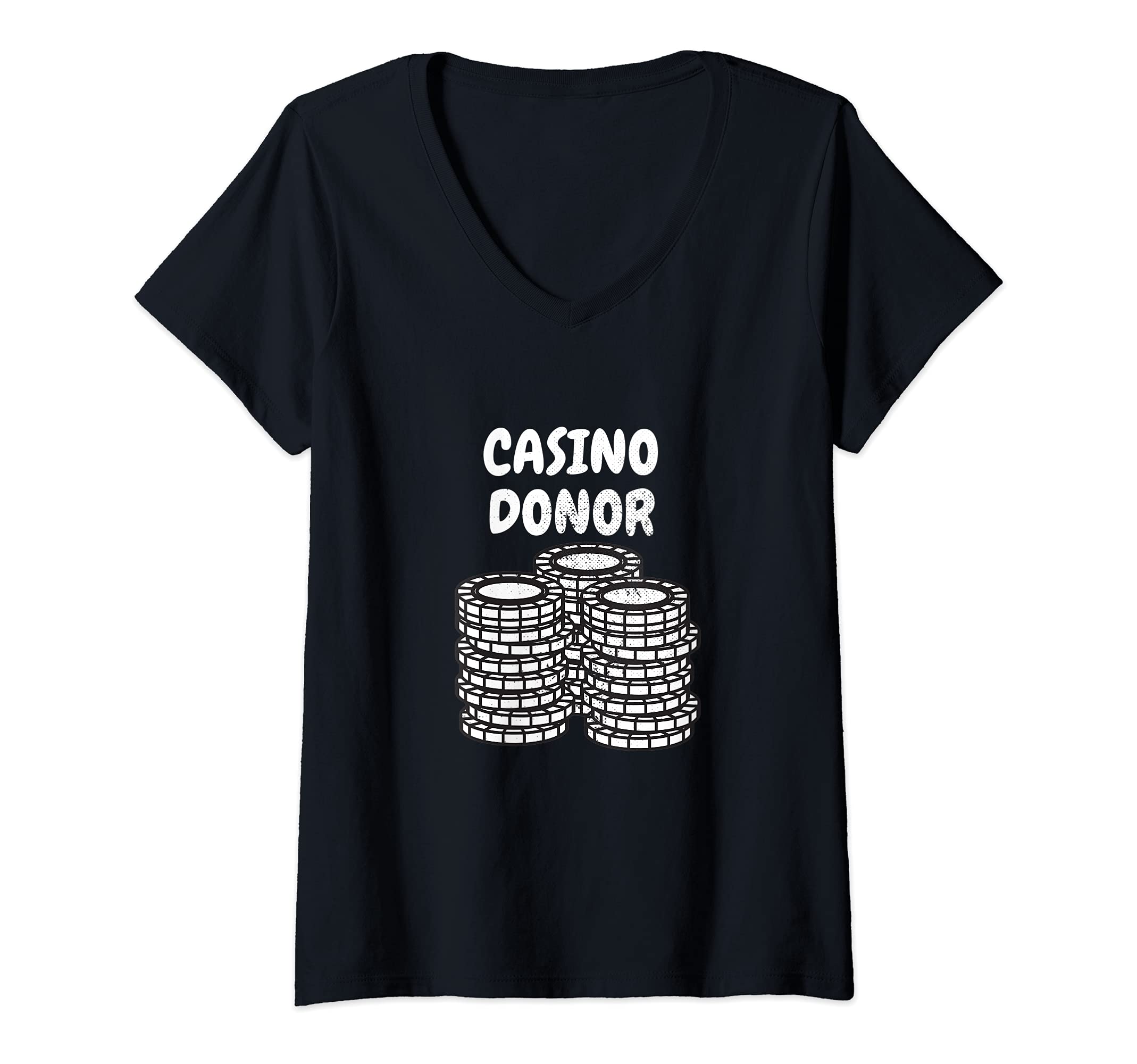 Womens Funny Poker Playing Casino Donor Design Poker Player V-Neck T-Shirt