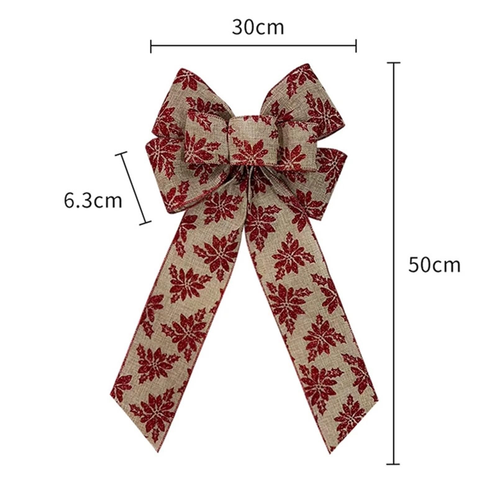 Schleifen Weihnachten 5 Stück rote Glitzerpuder-Holly-Dekorationen, Schleife, Overlock-Draht, Leinen, Schleifen