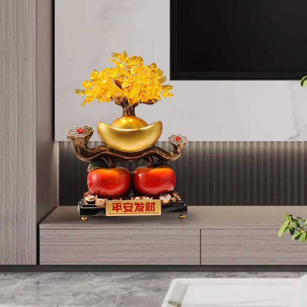 Biurko Feng Shui Money Crystal Tree, for Living Room Wealth Fortune Luck Ruyi Decoration Dekor