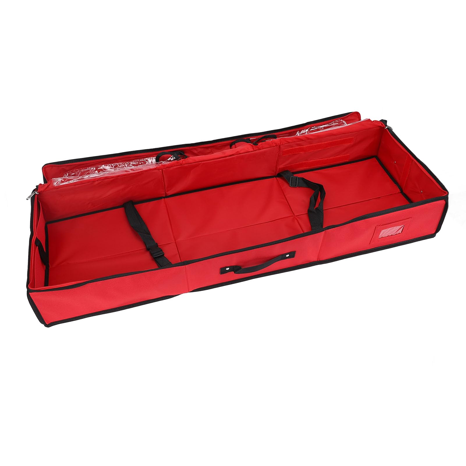 PUSOKEI Contenitore per Conservazione Carta Regalo, Oxford 600D | Gift Wrap Organizer Bag with Zipper, Dustproof, for Under Bed, Red