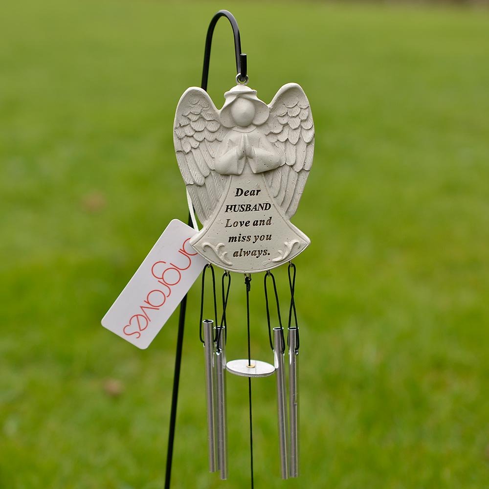 Angraves Dear Husband Guardian Angel Love & Miss You Graveside Memorial Wind Chime